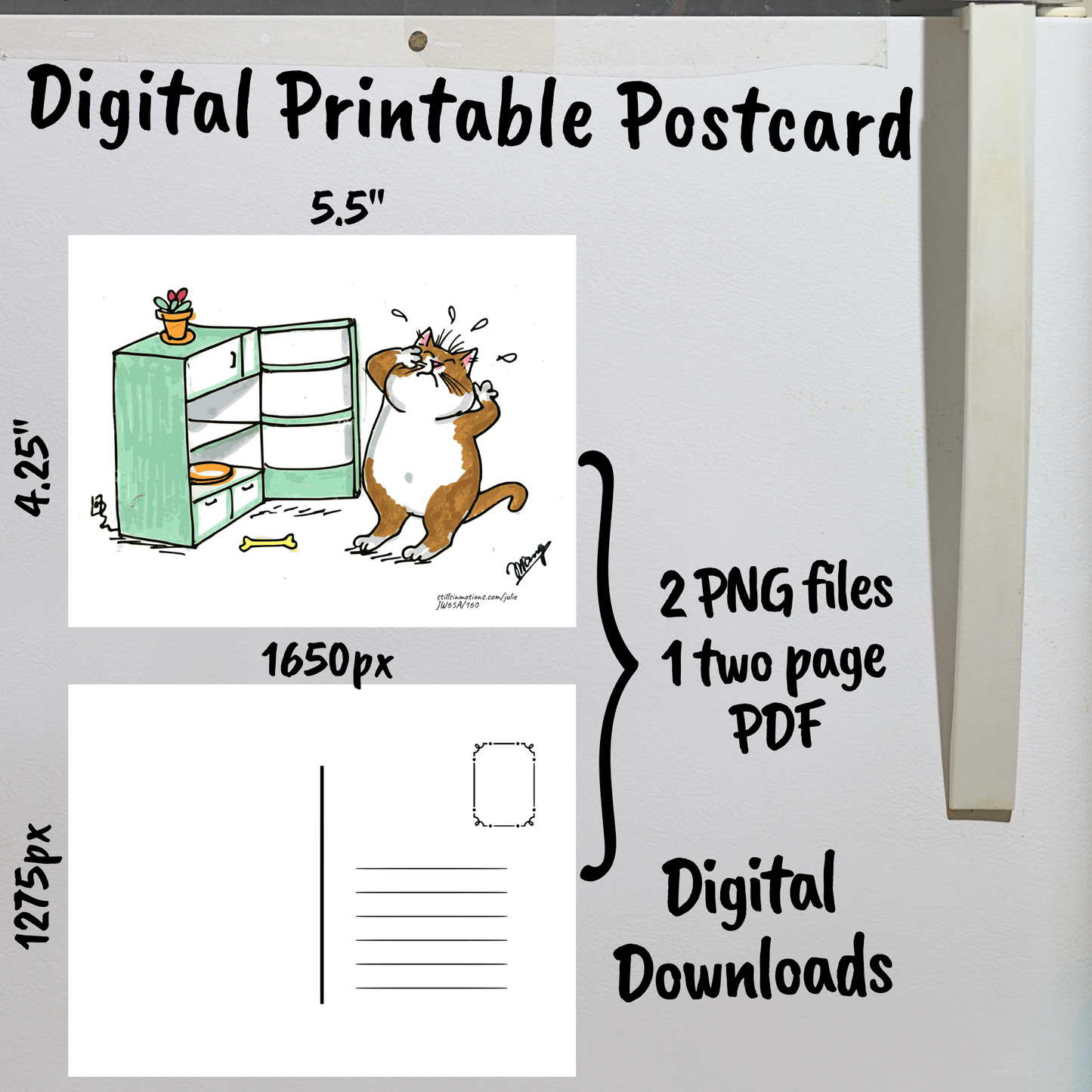 Diet Cats Digital Printable Postcard