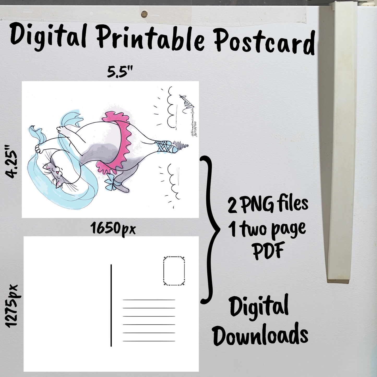 Graceful Cats Digital Printable Postcards Set