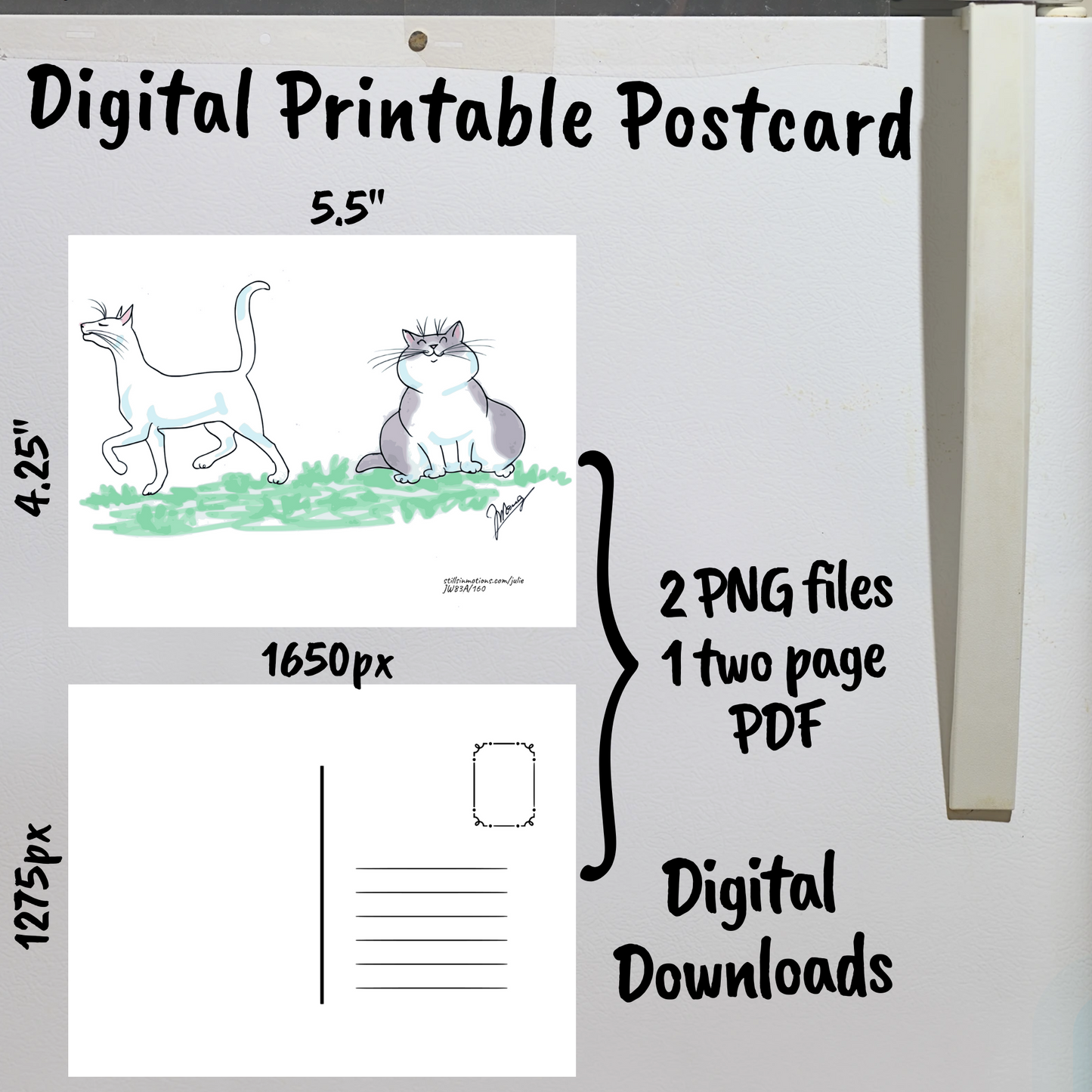 Show Off Cats Digital Printable Postcard