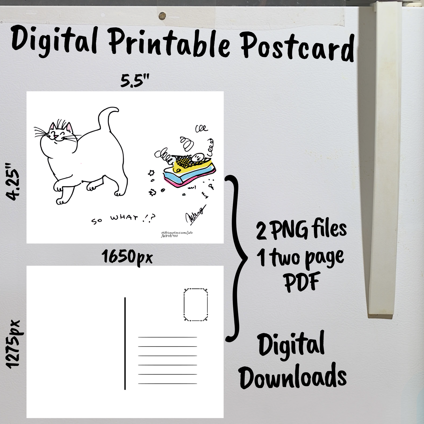 Resting Cats Digital Printable Postcard