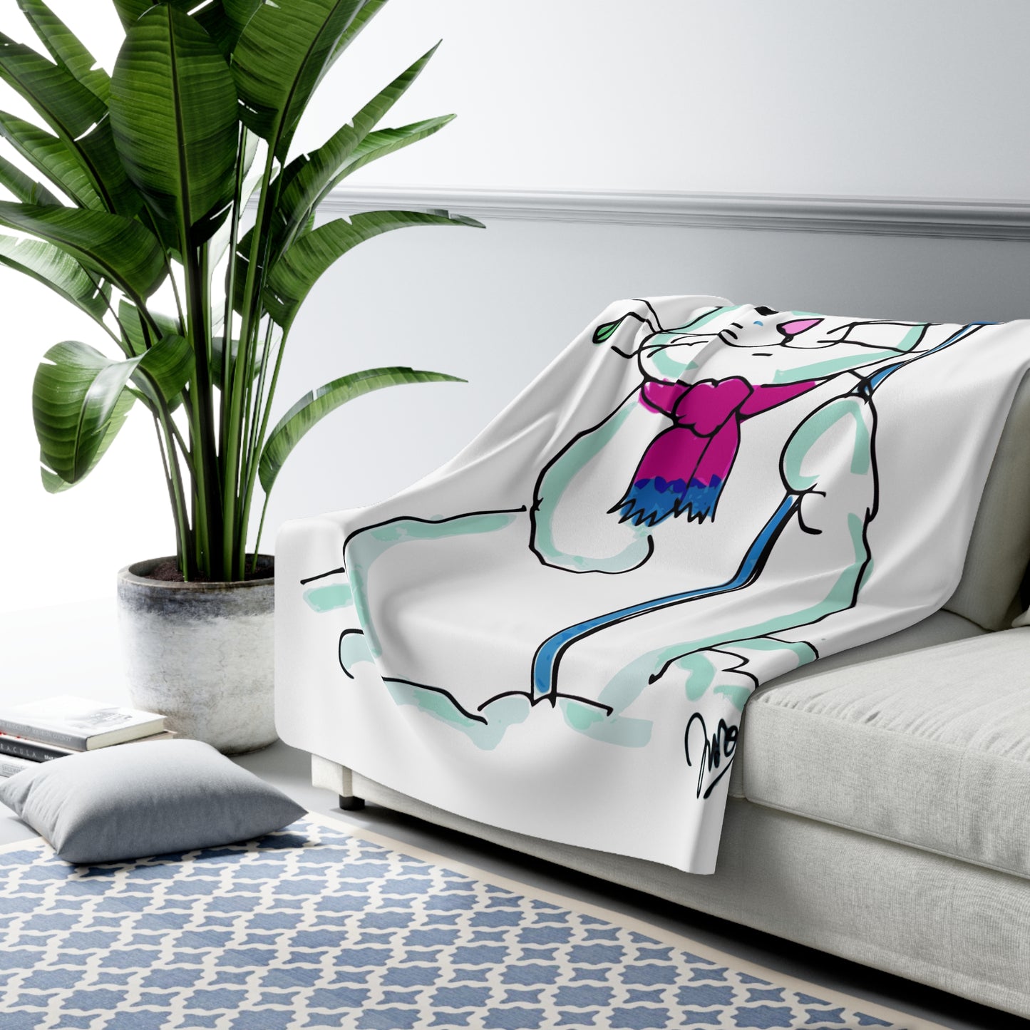 Snowcat Sherpa Fleece Blanket| 2 sizes, 100% polyester| Made to order