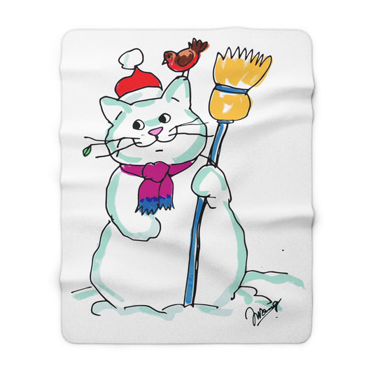 Snowcat Sherpa Fleece Blanket| 2 sizes, 100% polyester| Made to order