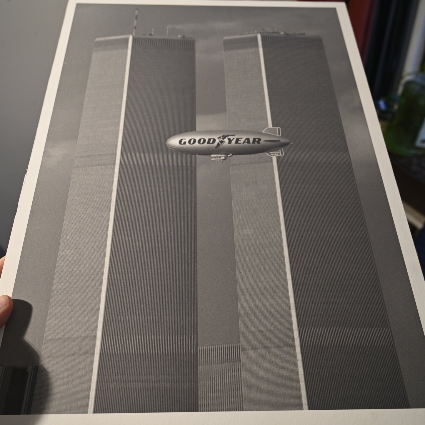 Twin Towers Good Year Blimp 13"x19" Reprint on Hahnemühle paper |Unframed Limited Edition