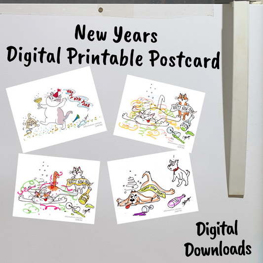 New Years Digital Printable Postcard