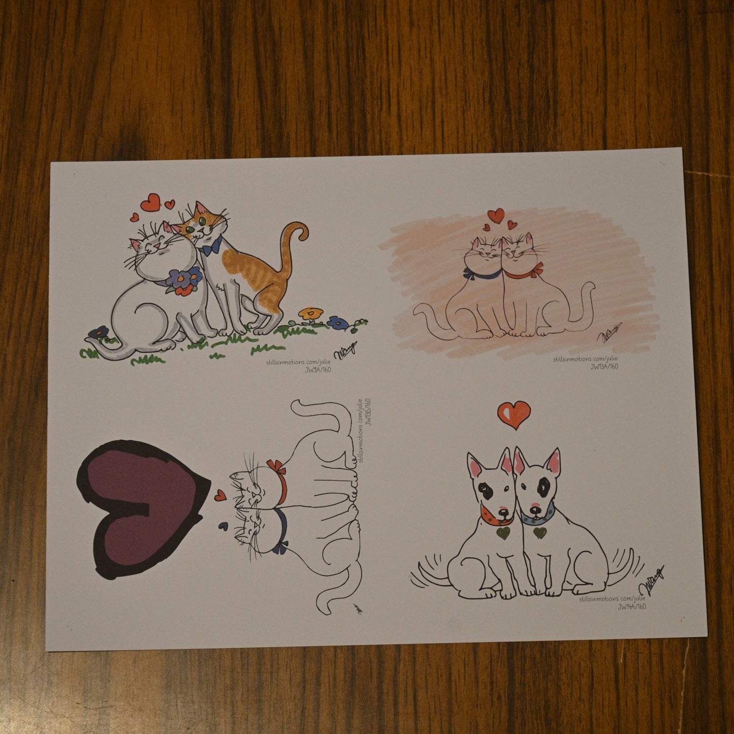 Valentine's Day Meowlentine's Digital Printable Postcards Set