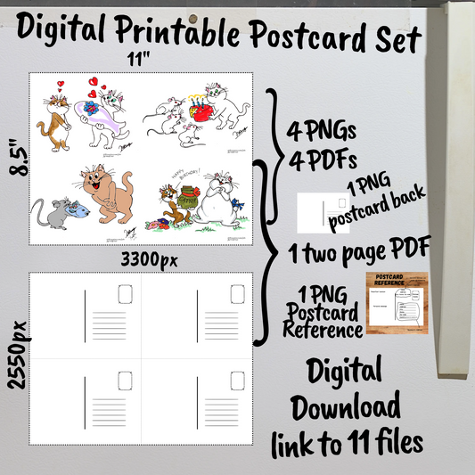 Birthday Gifting Digital Printable Postcards Set