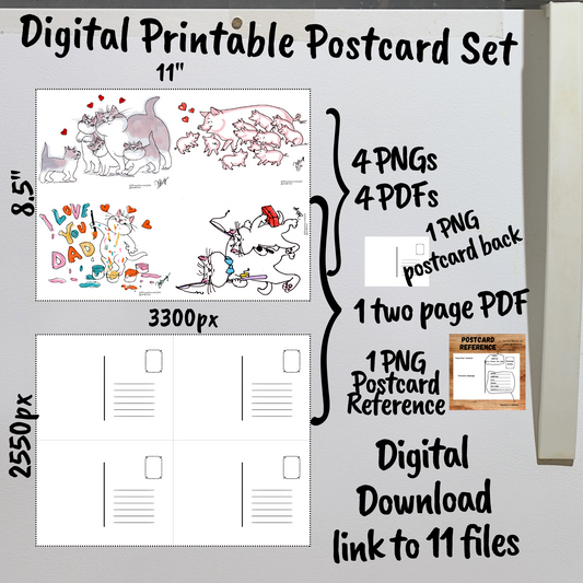 Father's Day Digital Printable Postcards Set