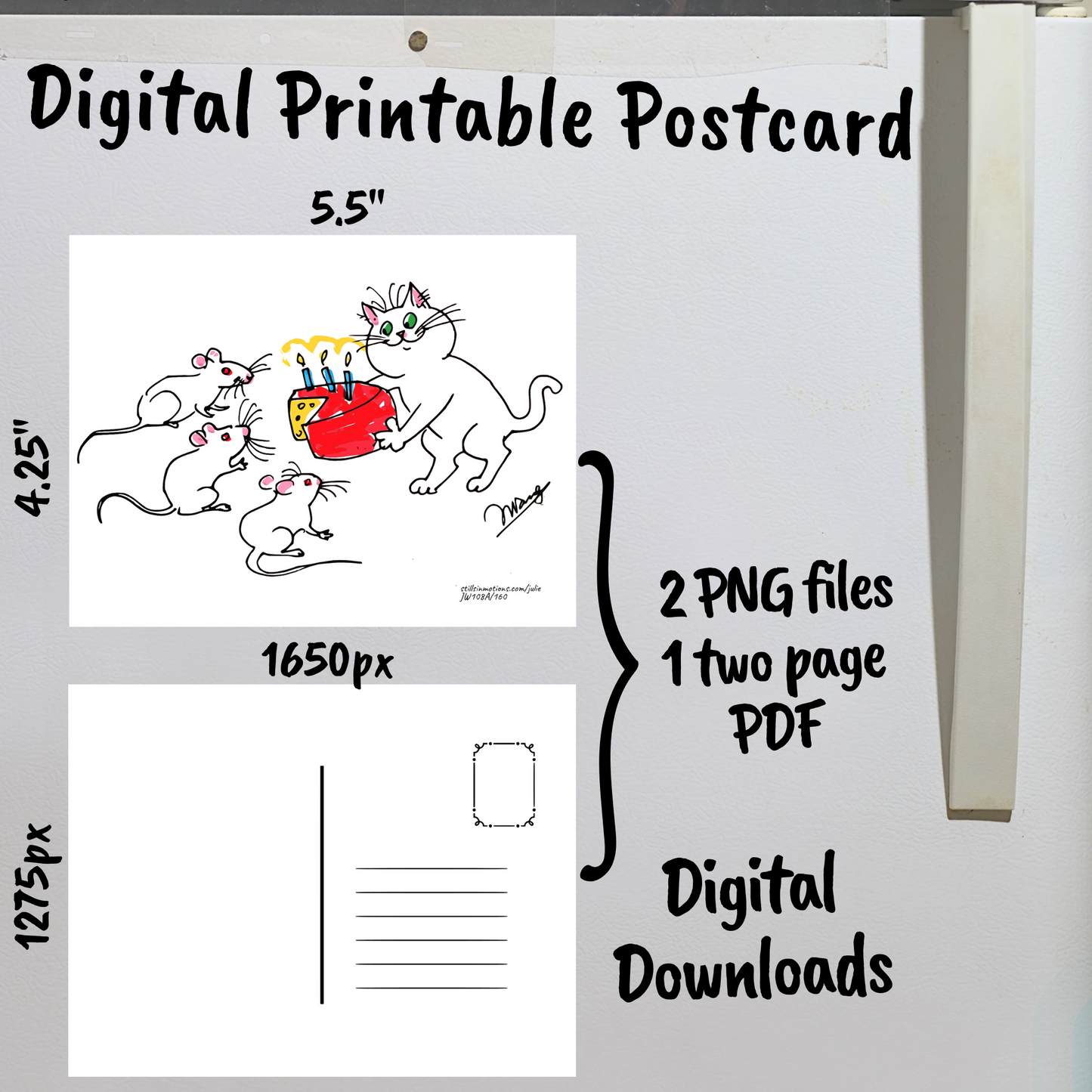 Birthday Gifting Digital Printable Postcards Set