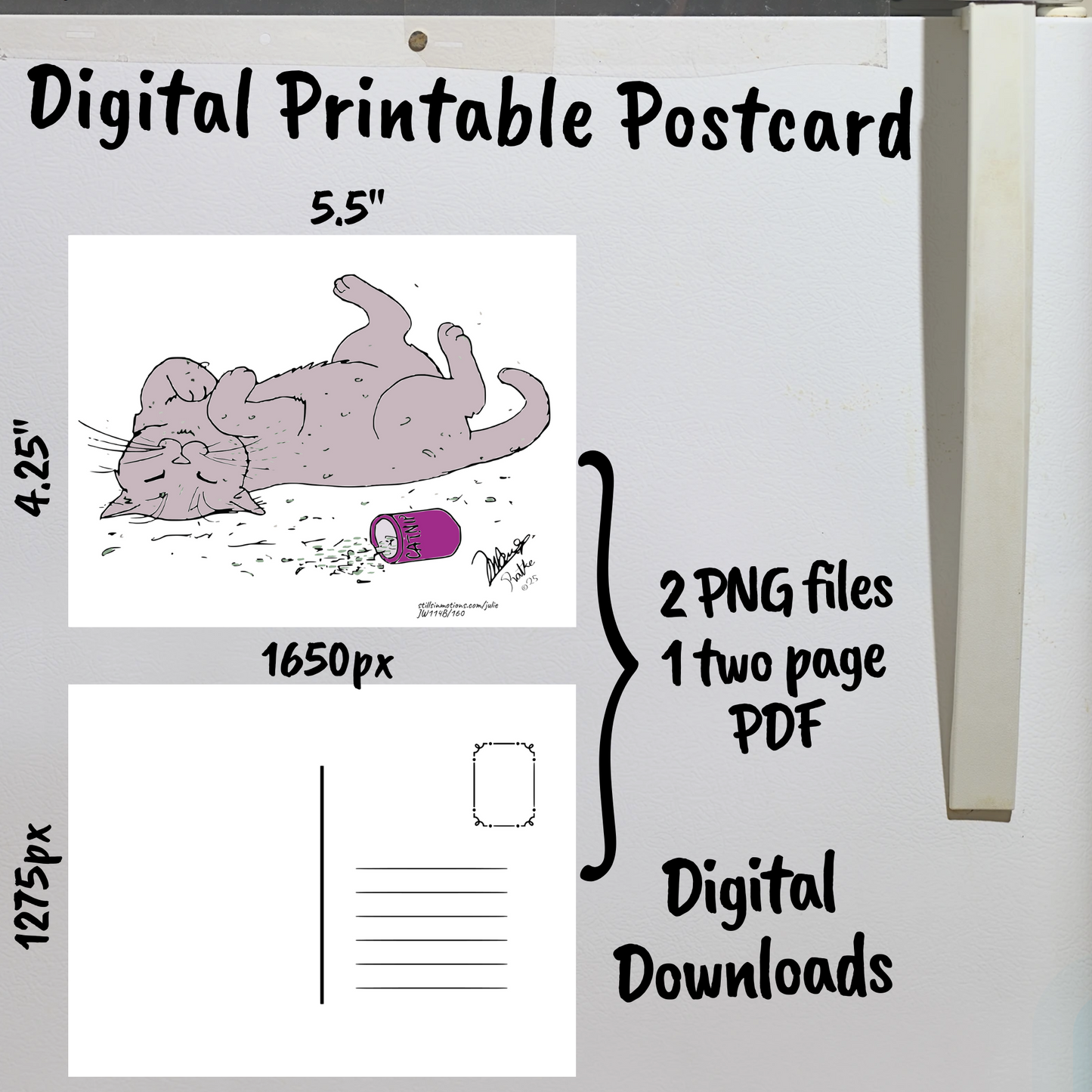 Resting Cats Digital Printable Postcard