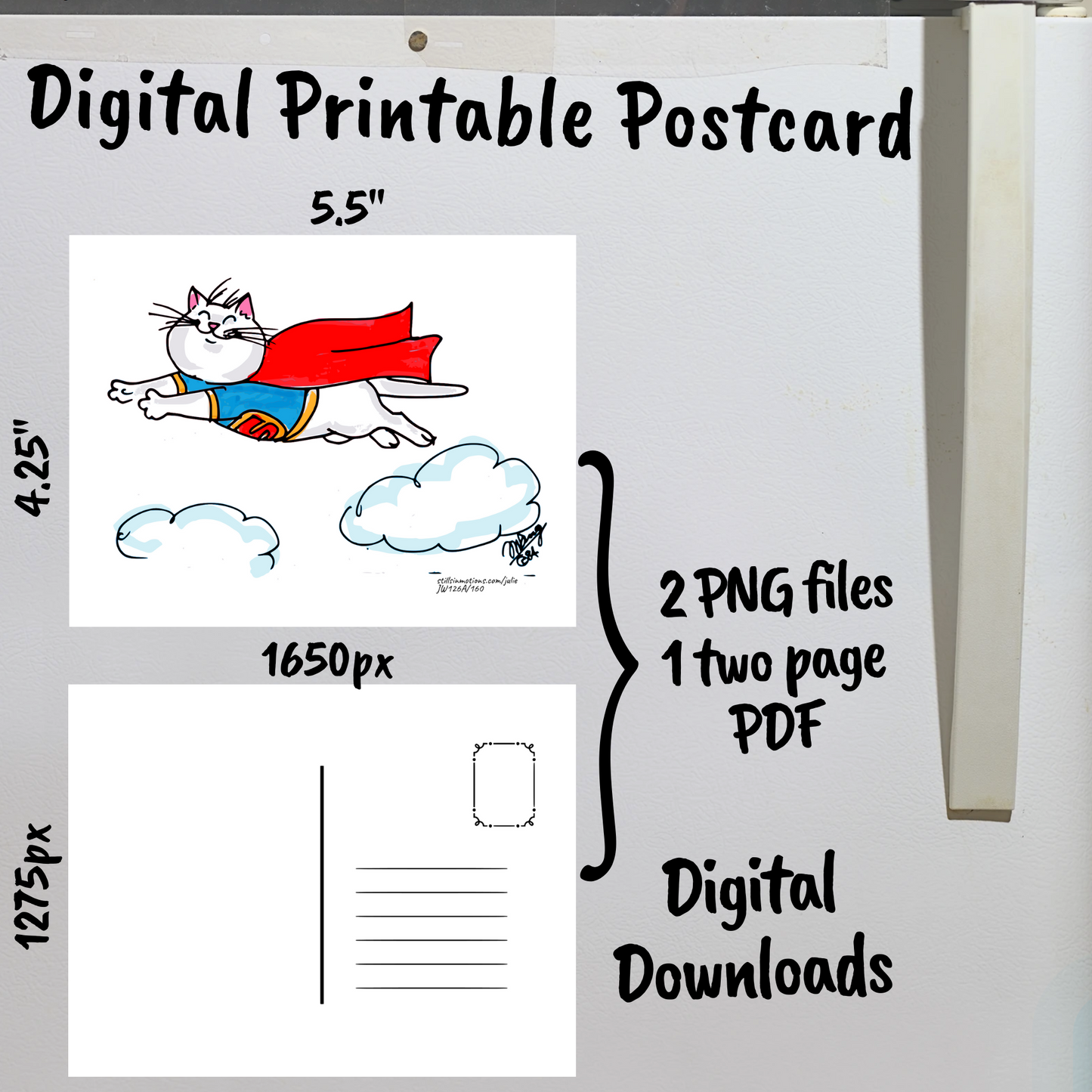 Super Cats & Dogs Digital Printable Postcard