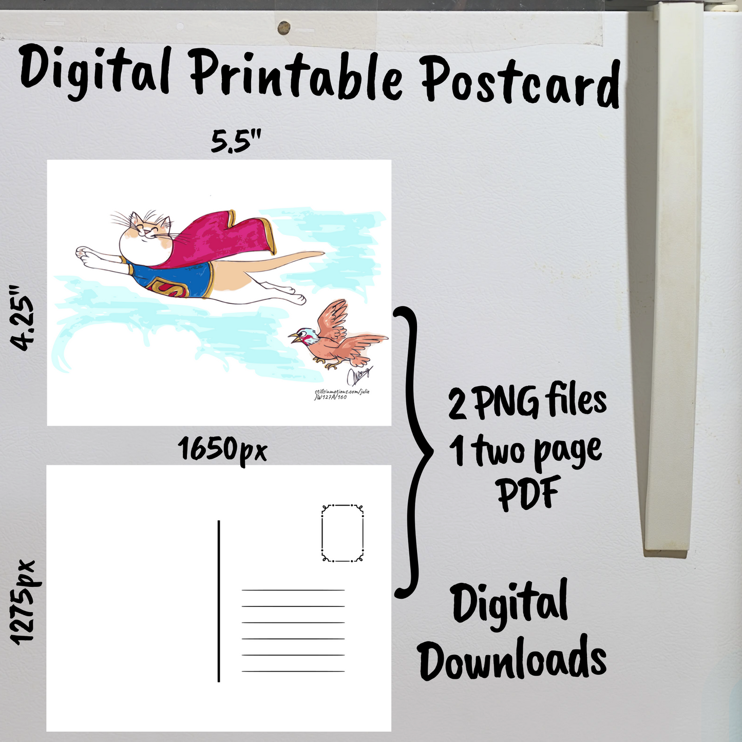 Super Cats & Dogs Digital Printable Postcard