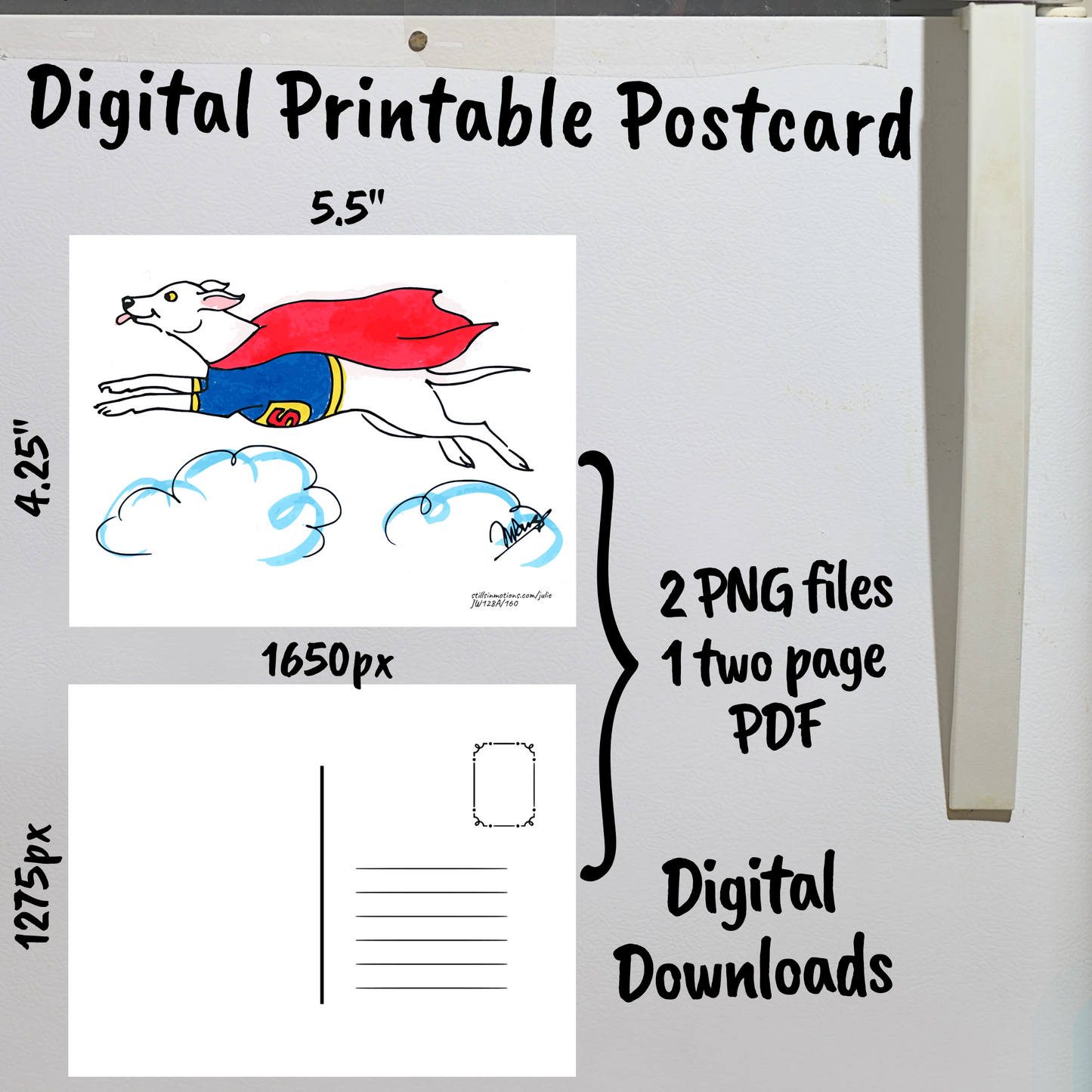 Super Cats & Dogs Digital Printable Postcard