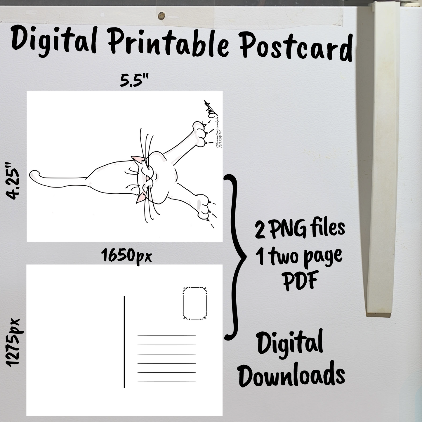 Julie's Smiling Cats Digital Printable Postcard