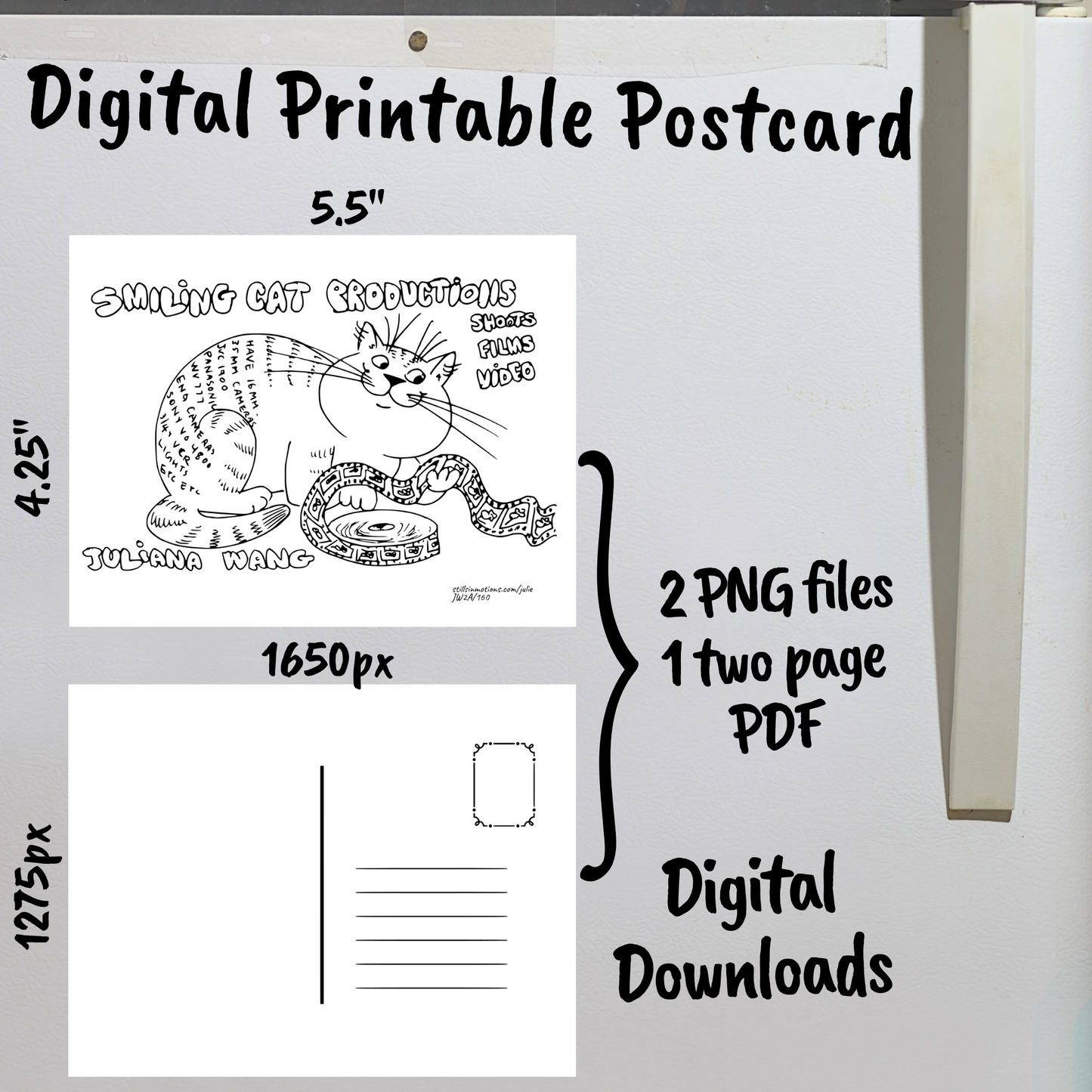 Julie's Smiling Cats Digital Printable Postcard