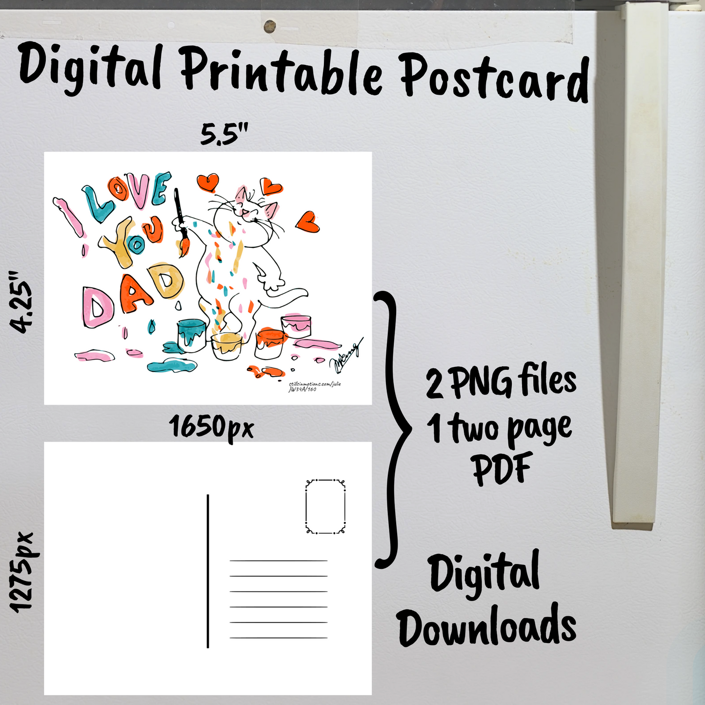 Father's Day Digital Printable Postcard