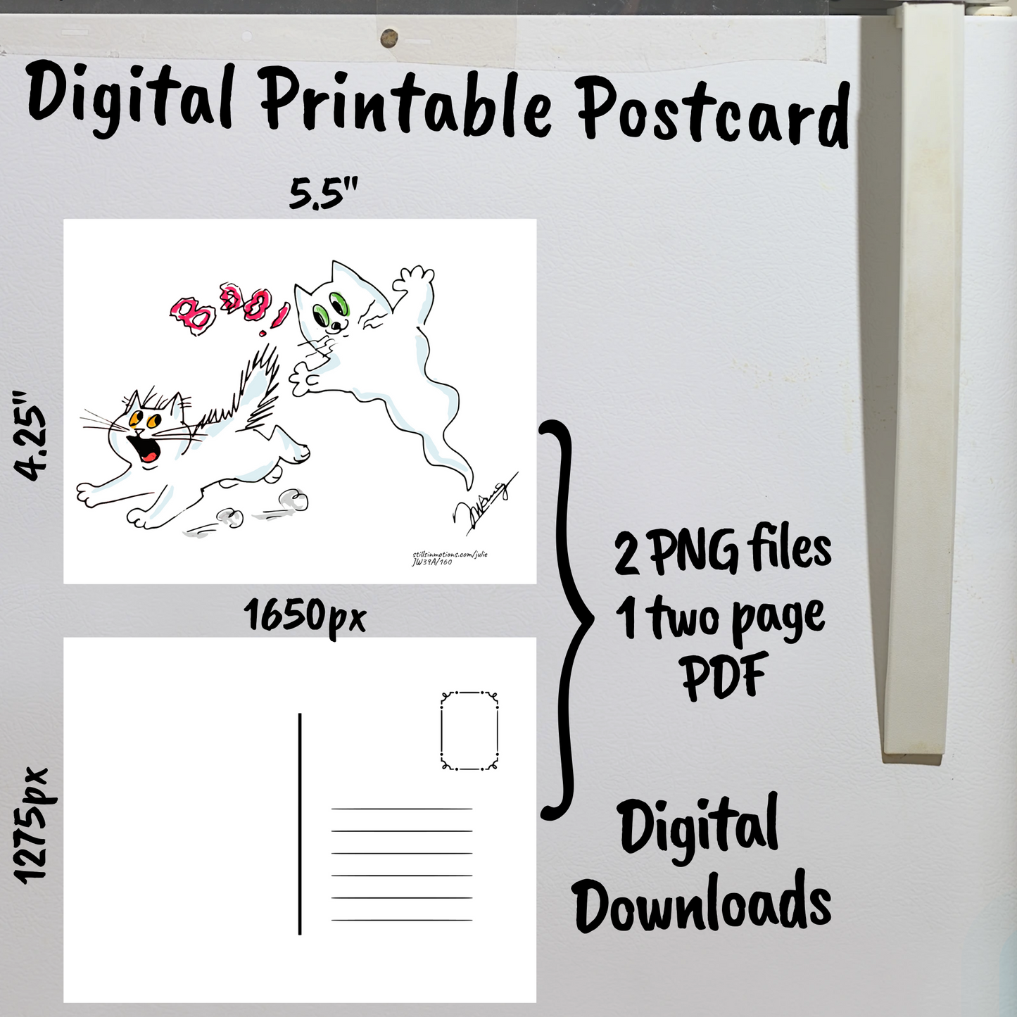Meowloween Digital Printable Postcards Set