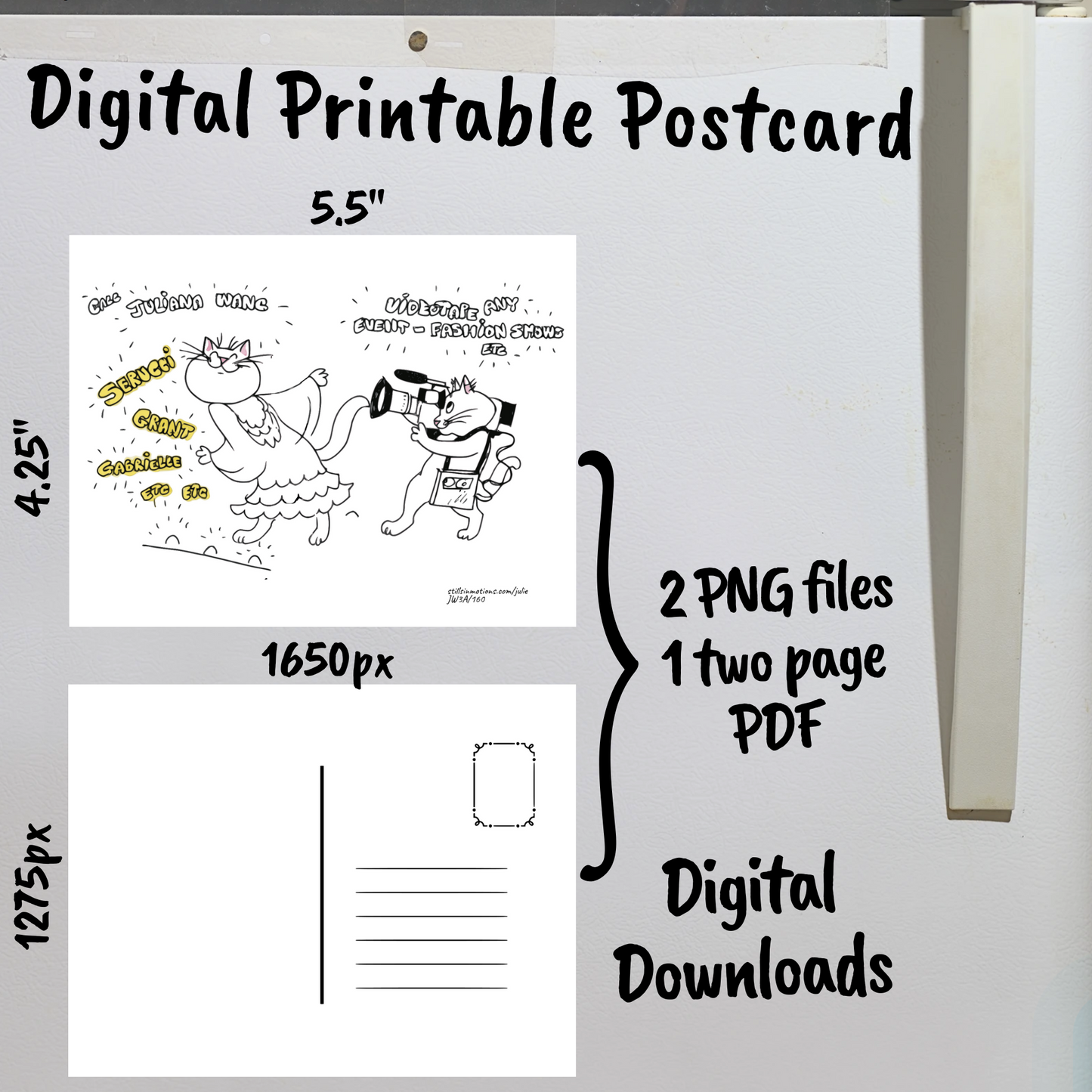 Julie's Smiling Cats Digital Printable Postcard