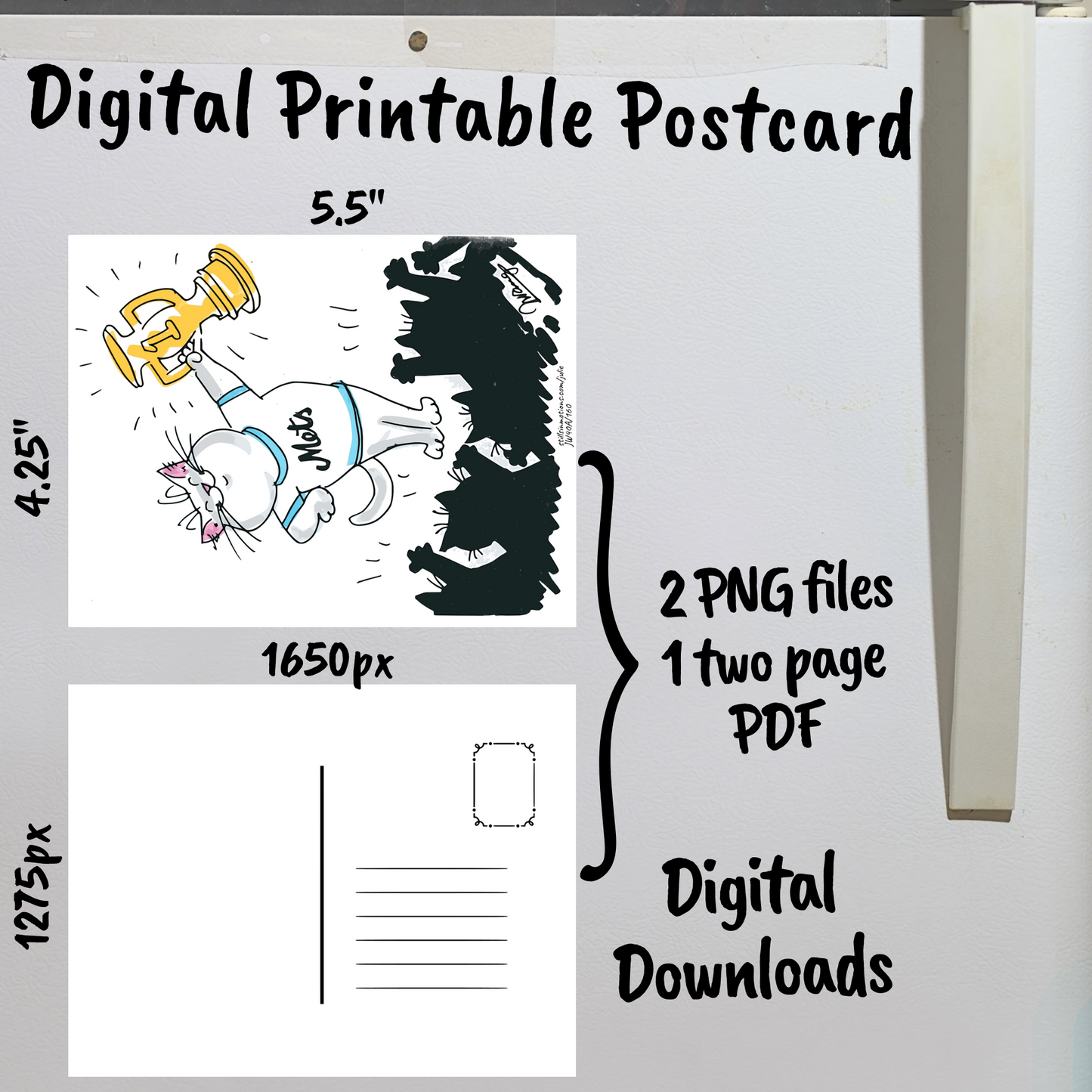 Sporty Cats Digital Printable Postcard