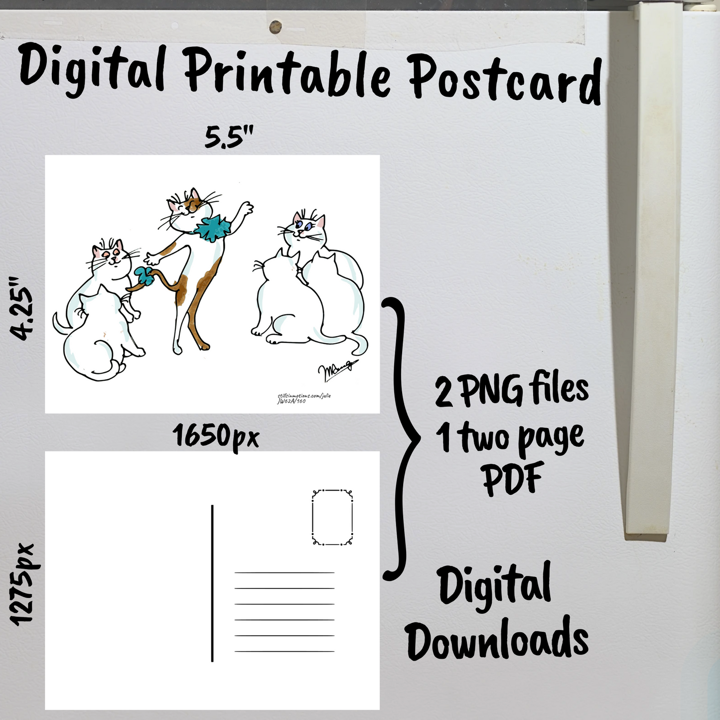 Show Off Cats Digital Printable Postcard