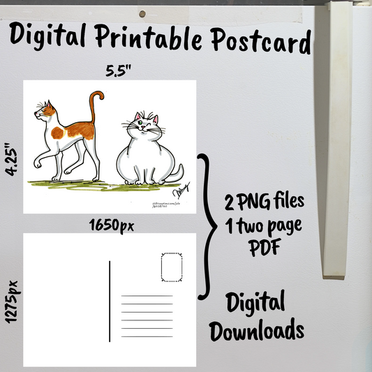Show Off Cats Digital Printable Postcard