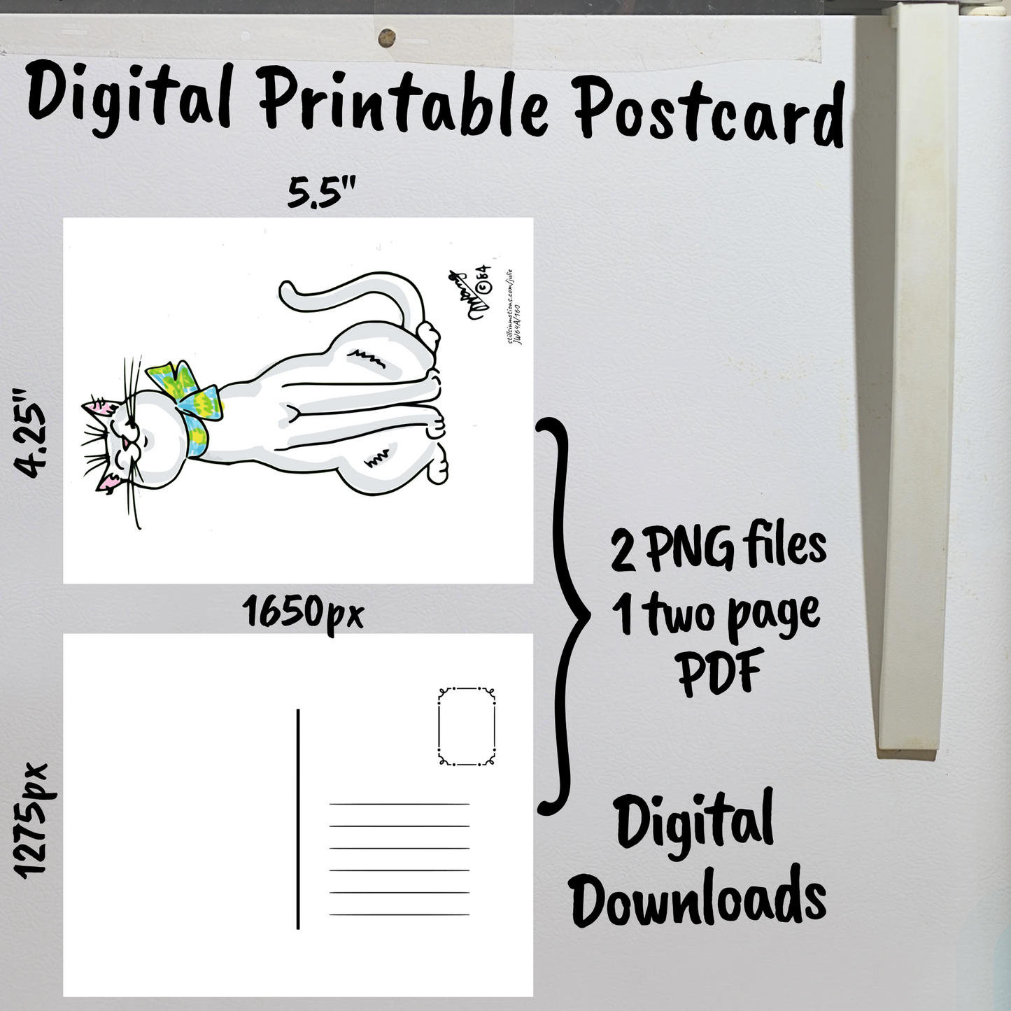 Show Off Cats Digital Printable Postcard