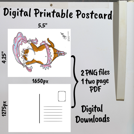 Graceful Cats Digital Printable Postcard