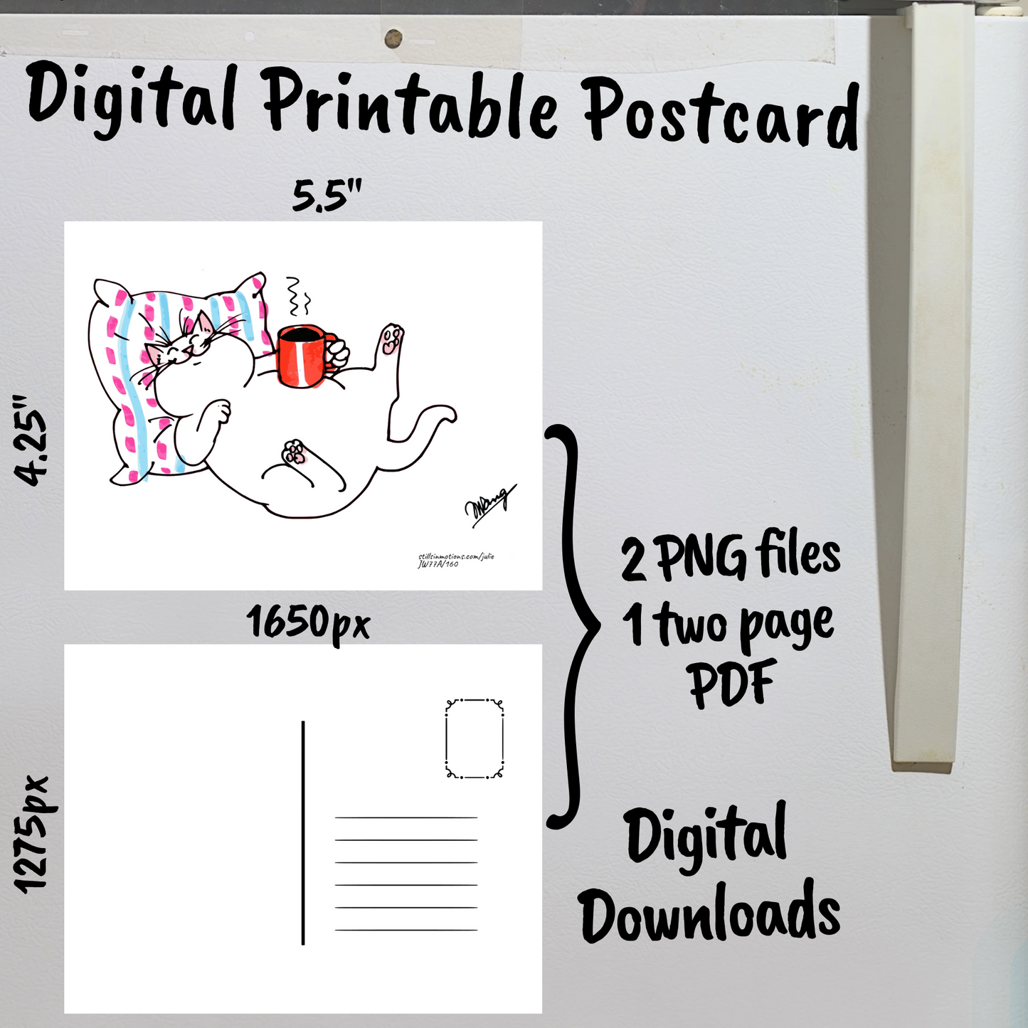 Resting Cats Digital Printable Postcard