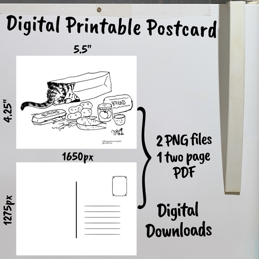 Uncolored Digital Printable Postcard