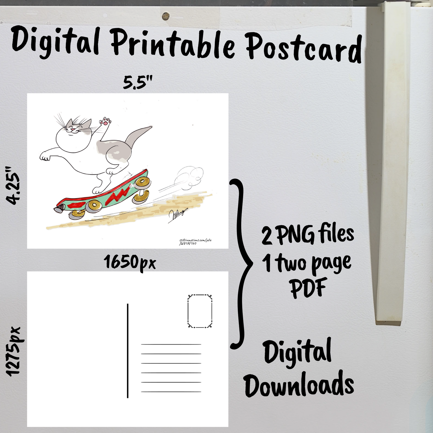 Sporty Cats Digital Printable Postcard