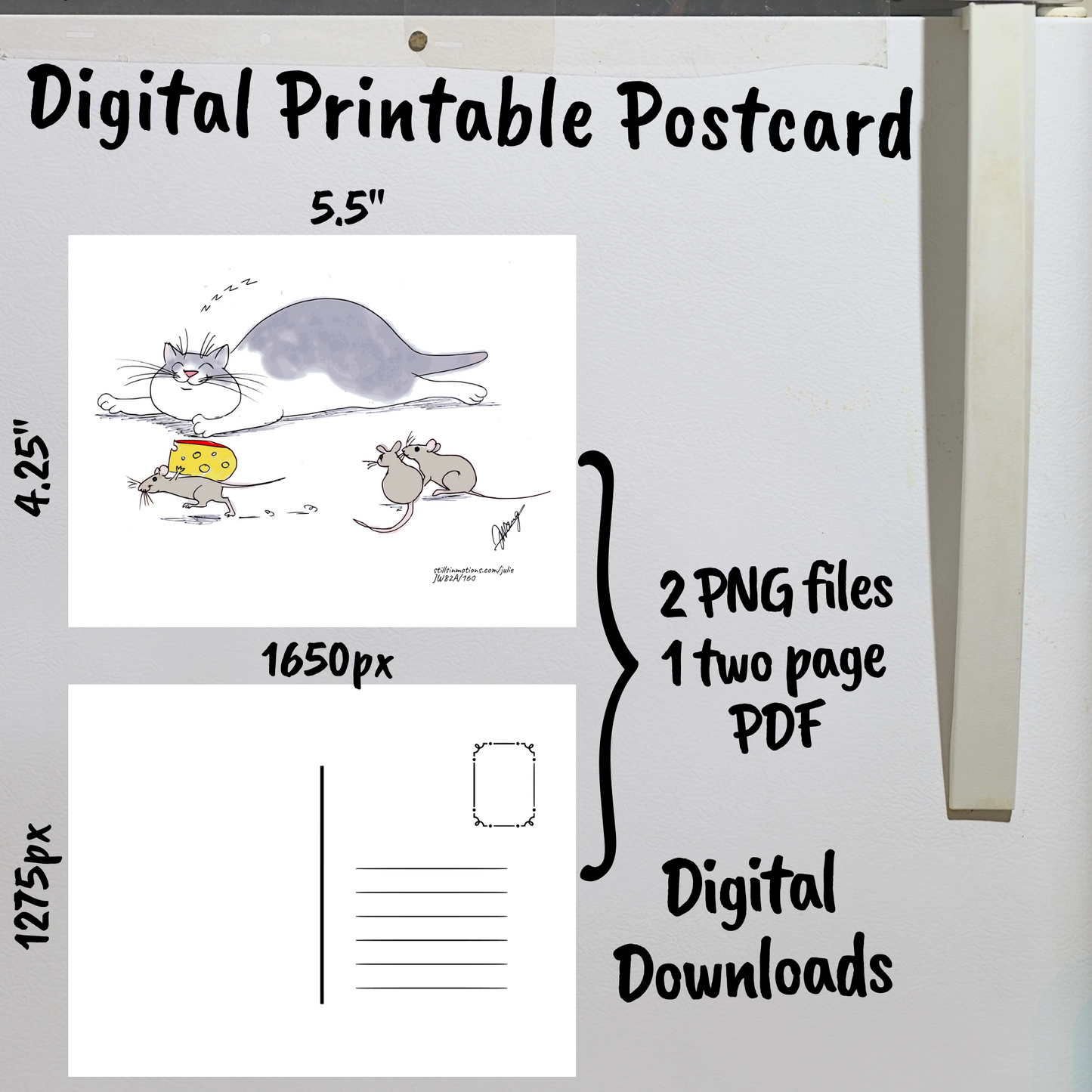 Resting Cats Digital Printable Postcard