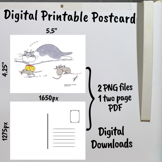 Resting Cats Digital Printable Postcard
