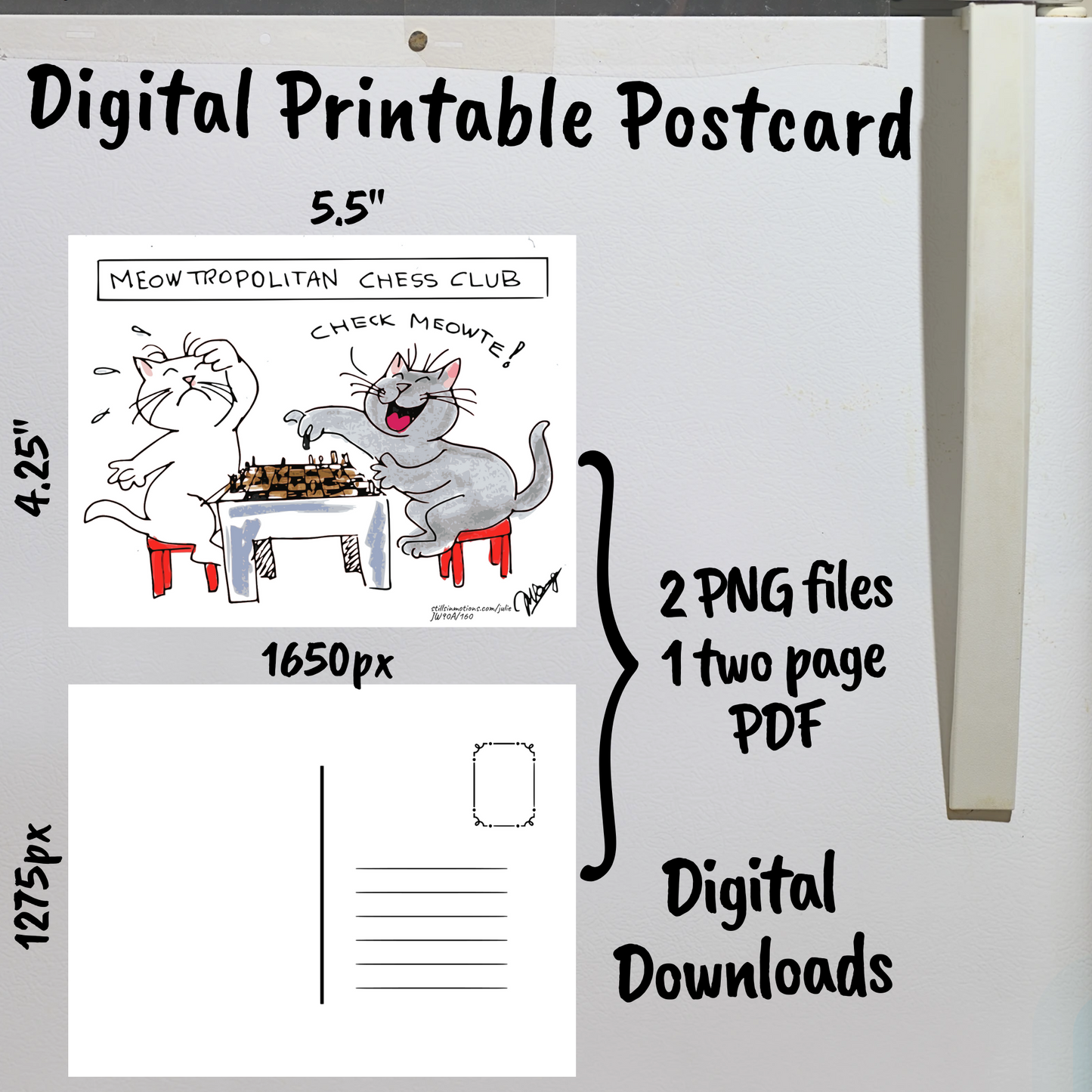 Sporty Cats Digital Printable Postcard