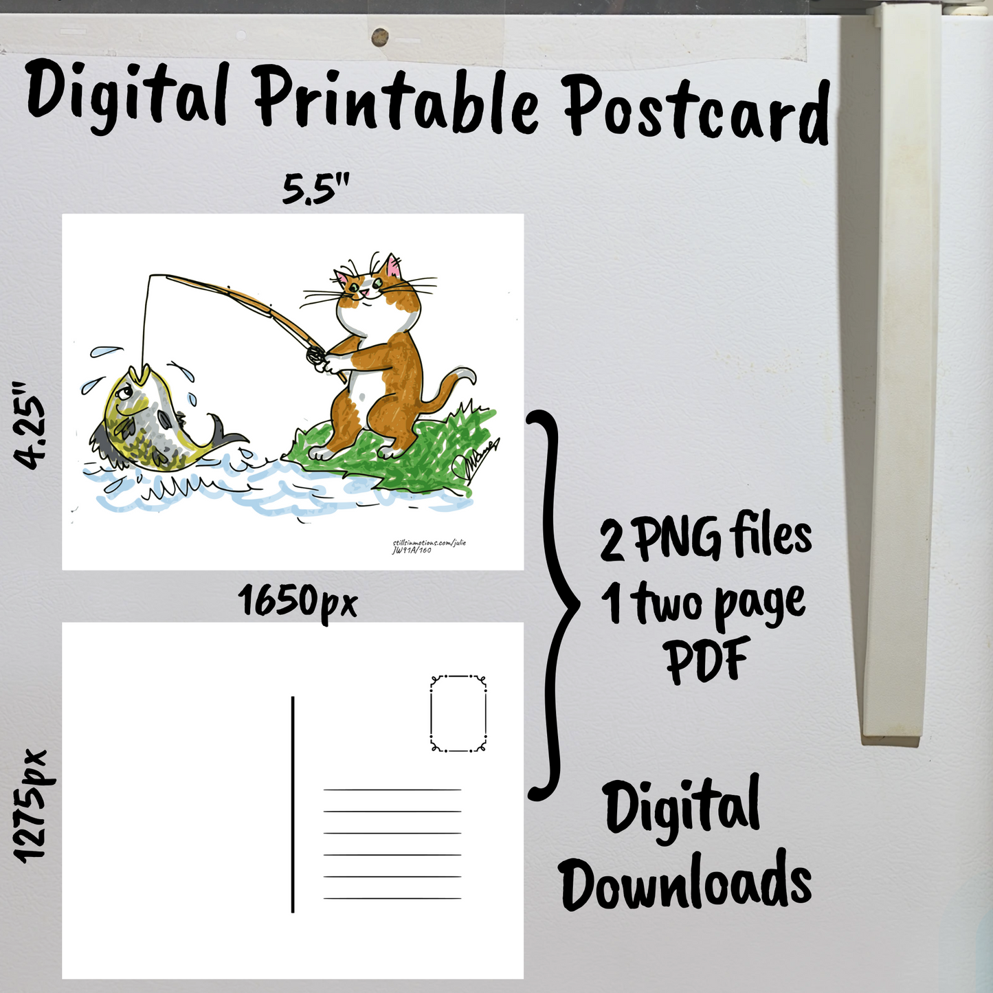 Sporty Cats Digital Printable Postcard