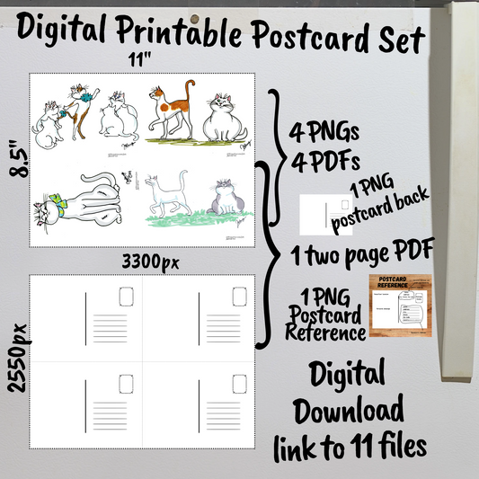 Show Off Cats Digital Printable Postcards Set