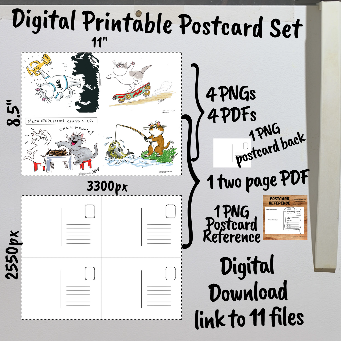 Sporty Cats Digital Printable Postcards Set