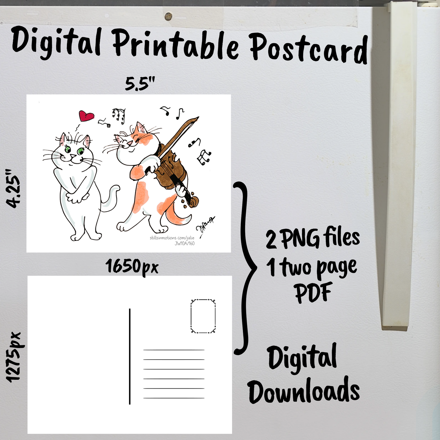 Valentine's Day Meowlentine's Digital Printable Postcard