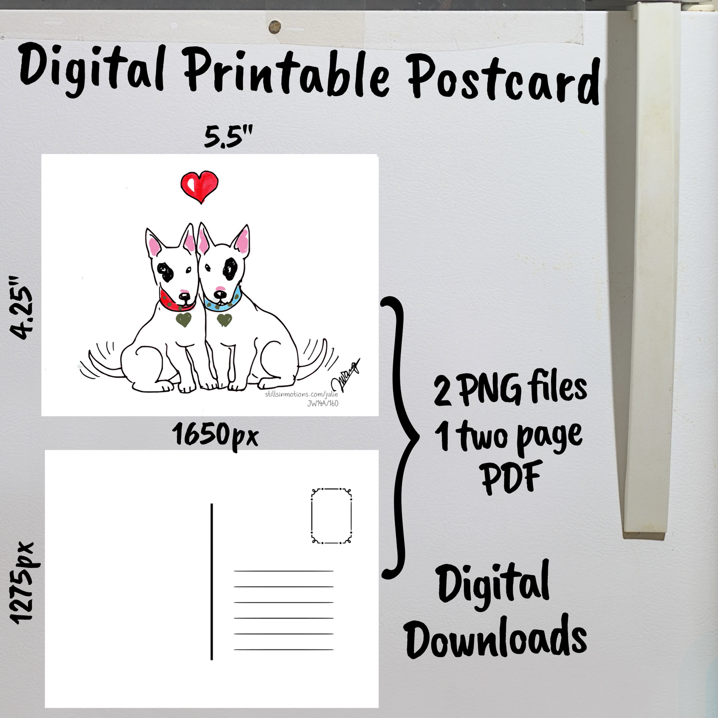 Valentine's Day Meowlentine's Digital Printable Postcard