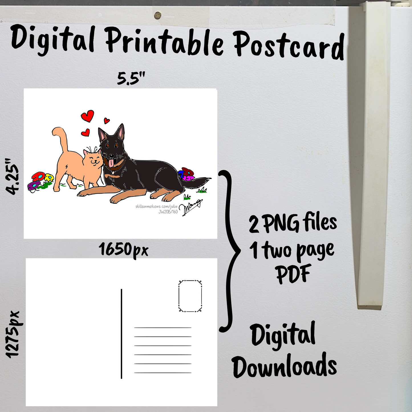 Valentine's Day Meowlentine's Digital Printable Postcard