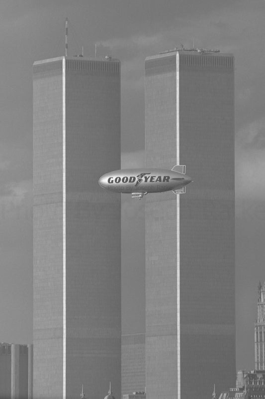 Twin Towers Good Year Blimp 13"x19" Reprint on Hahnemühle paper |Unframed